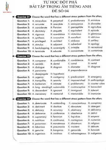 Tự học đột phá - Trọng âm Tiếng Anh - Đề 04