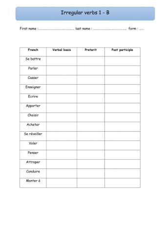 Irregular verbs 1-B