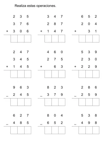 Sumas y restas martes 19