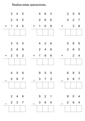Sumas y restas jueves 21