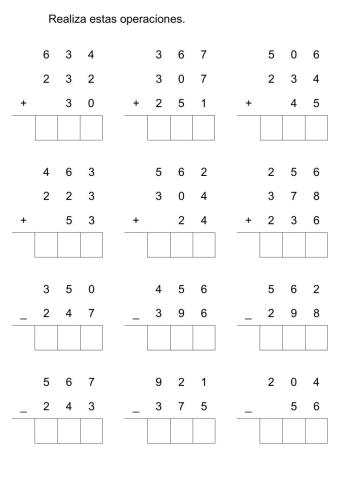 Sumas y restas jueves 21