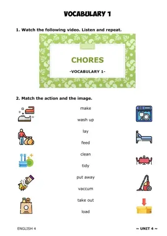 ENGLISH 4 - U4. Vocabulary 1