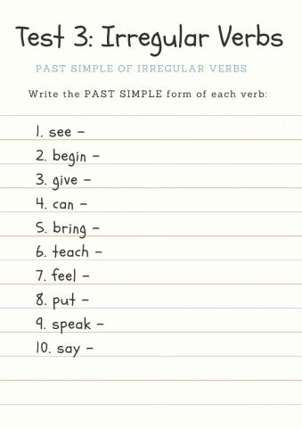 Irregular Verb Past Simple Test (3)