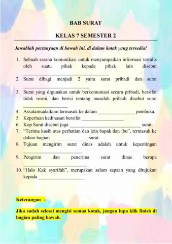 Kuis uraian online bab surat kelas 7