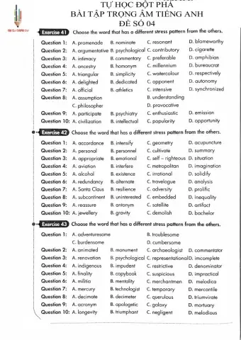 Tự học đột phá - Trọng âm Tiếng Anh - Đề 05