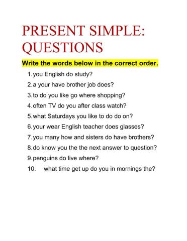 Present simple for beginners