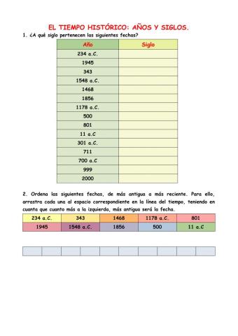 Correspondencia años y siglos