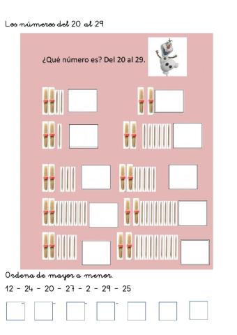 Los números hasta el 29