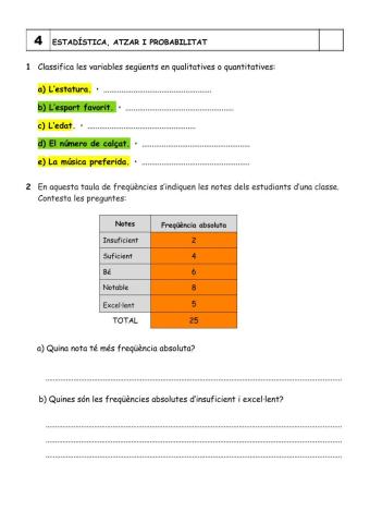 Estadística, atzar i probabilitat.