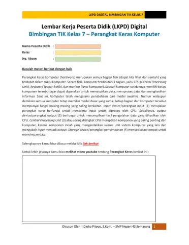 LKPD Perangkat Keras Komputer - B.TIK Kelas 7