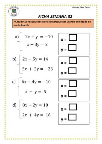 Ecuaciones lineales de dos incógnitas