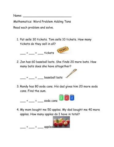 Adding tens word problem