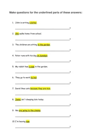 Make questions for the underlined words 2