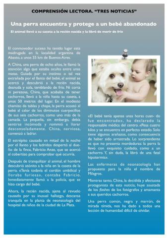 Comprensión lectora. -tres noticias-