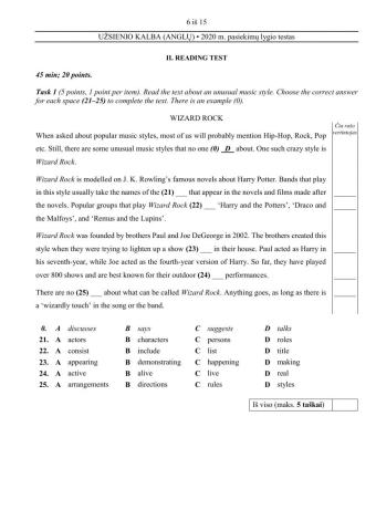 Level placement test 2020