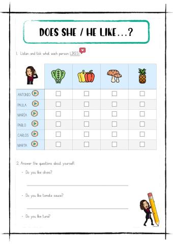 Does he - she like...?