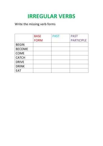 Irregular verbs