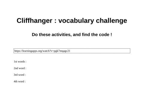 Cliffhanger vocabulary