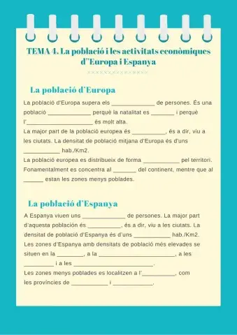 TEMA 4. La població i les activitats econòmiques d’Europa i Espanya