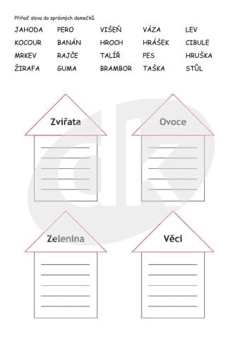 Slovní zásoba-ovoce, zelenina, věci, zvířata