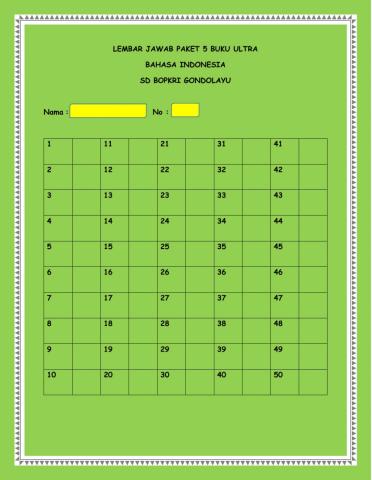 Lembar jawab paket 5 bindo ultra