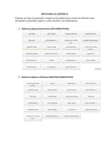 Adjetivos connotativos y  no connotativos