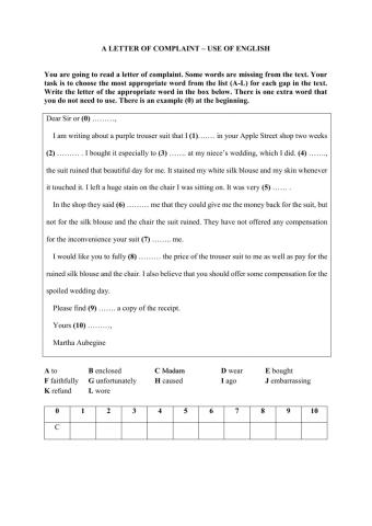 A letter of complaint