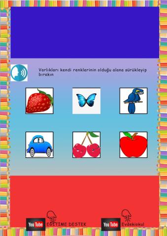 Okul Öncesi Renkler Çalışma Sayfası