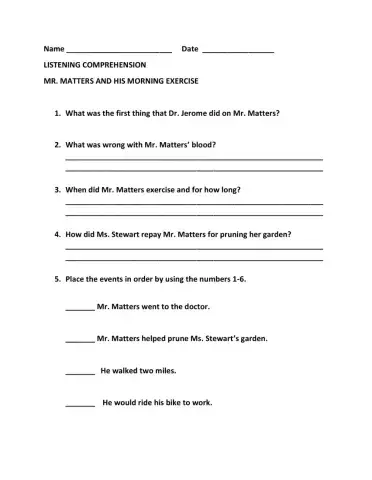 Mr. Matters and His Exercise