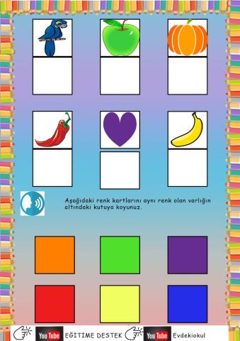 Okul Öncesi Renkler Çalışma Sayfası