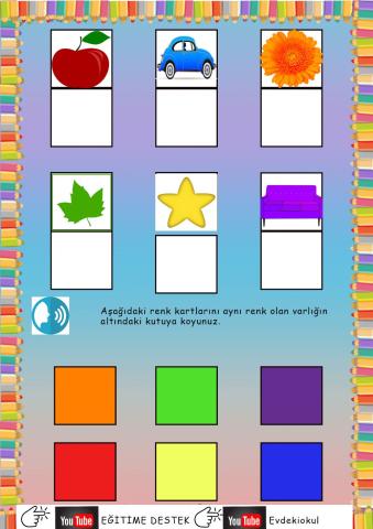 Okul Öncesi Renkler Çalışma Sayfası