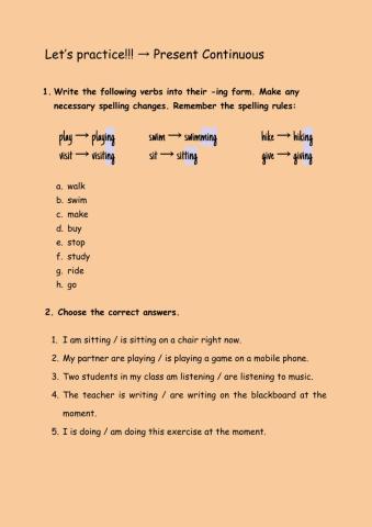 Present Continuous 1ºESO