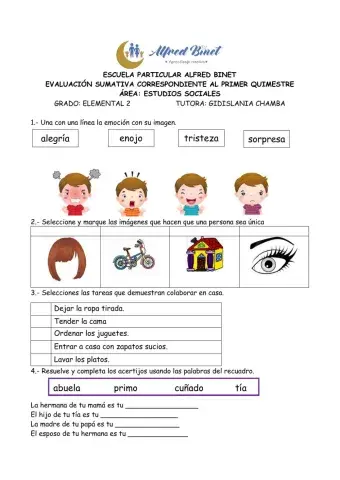 Evaluación Quimestre 1