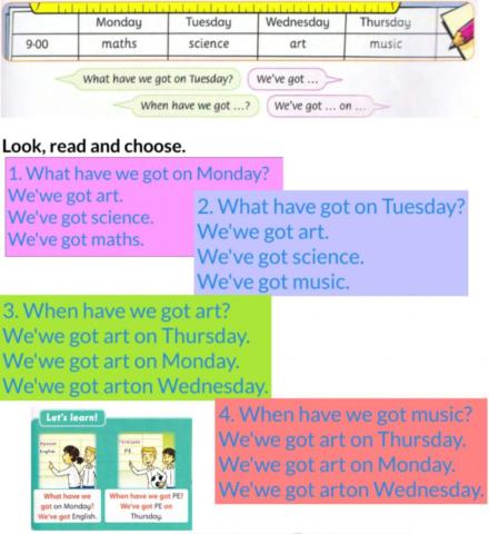 We've got English on Monday