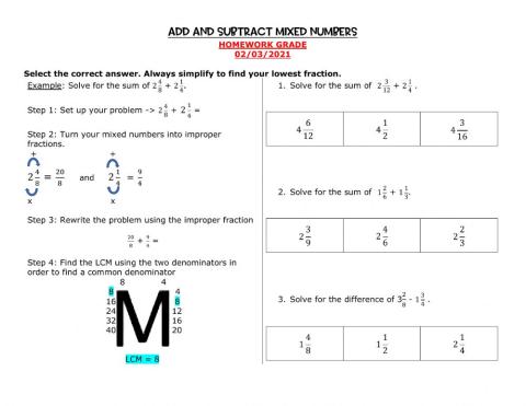 Add and Subtract Mixed Numbers 2-3