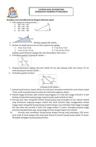 Latihan Soal Teorema Pythagoras