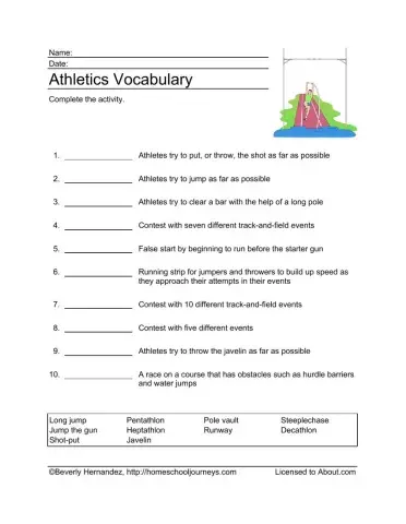 Athletics vocab