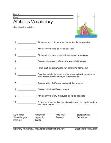 Athletics vocab