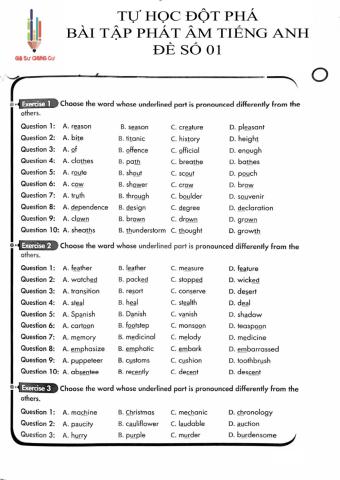 Tự học đột phá - Phát âm Tiếng Anh - Đề 01