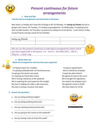 Present continuous for future arrangements