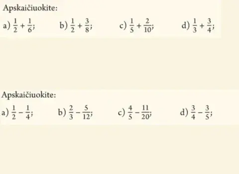 Trupmenos su skirtingais vardikliais