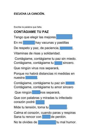 Canción: Contágiame tu paz