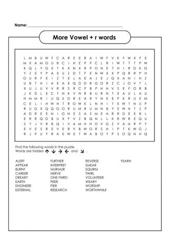 More Vowel + r words