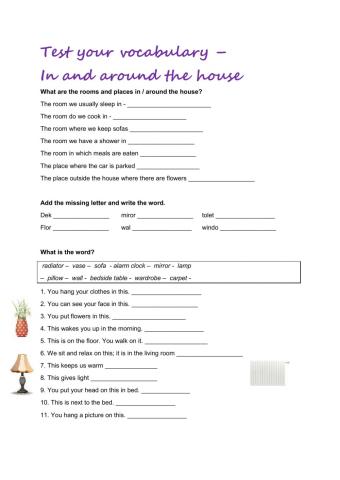 Test your vocabulary - in & around the house