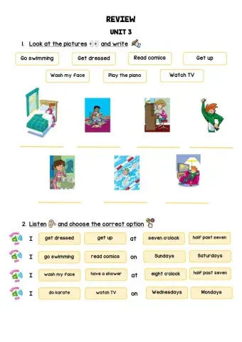 Review routines, hobbies, time and days of the week