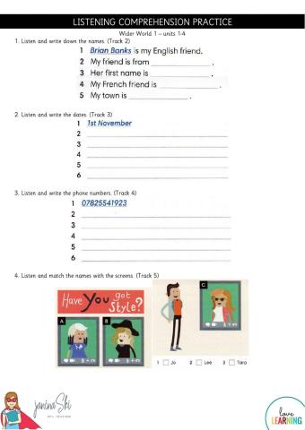 Listening Activity Wider World 1 Unit 1