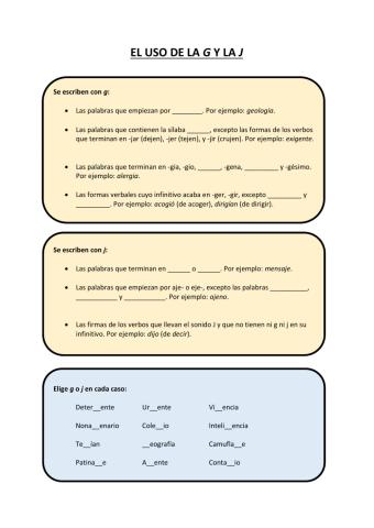 Uso de las letras G y J