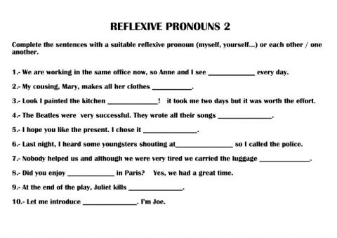 Reflexive pronouns 2