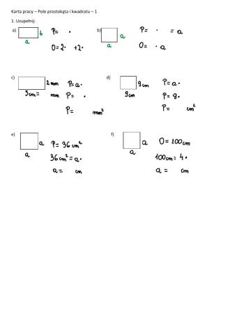 Pole prostokąta i kwadratu
