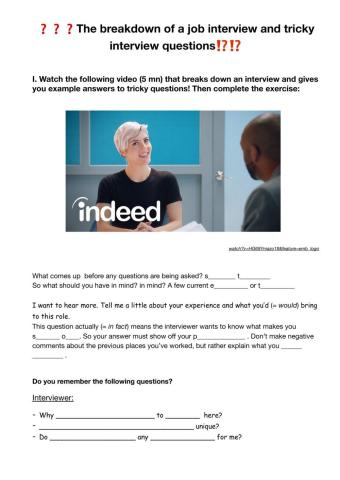 Job interview:breakdown and tricky questions